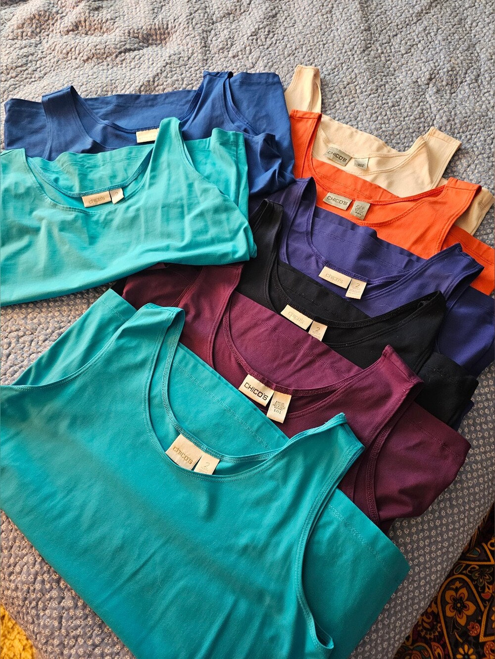 Lot of 8 Chicos Stretch Scoop Neck Tank Tops Layering Shells Sz 2 Lg 10-12 Best